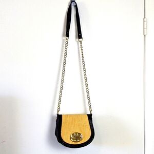 Emma Fox Straw Leather Mini Crossbody Bag